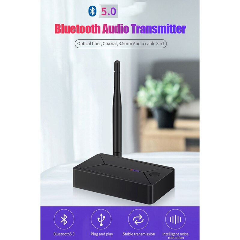 Bluetooth 5.0 Transmitter Coaxial Optical Fiber SPDIF Adapter 3.5mm AUX Stereo Hifi Wireless for TV PC Headphone