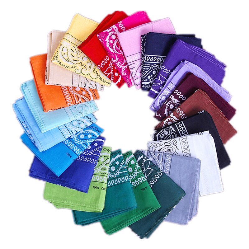 1Pc rouge Bandana chapeaux bandeau de cheveux cou écharpe bandes à poignet carré foulards imprimer mouchoir cheveux accessoires pour les femmes