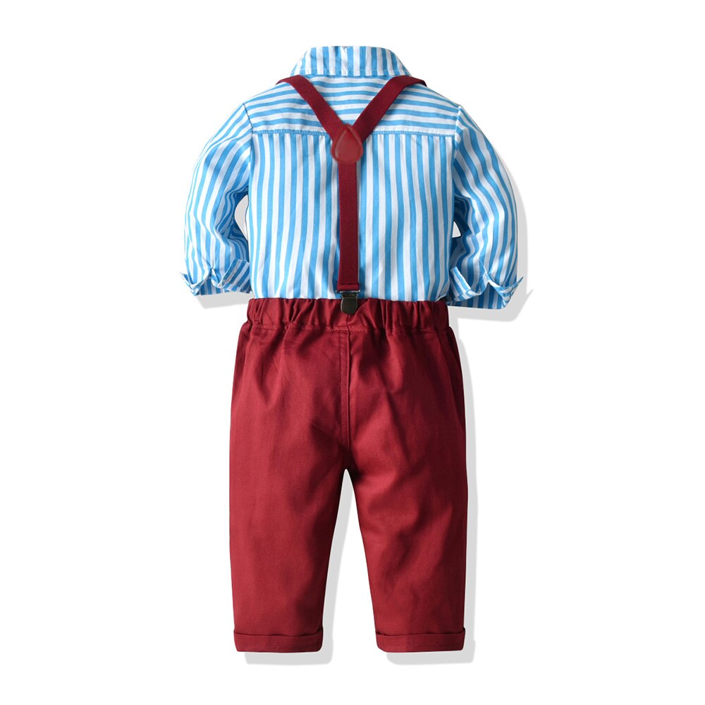 Tem Doger Autumn Infant Clothing Outfits Baby Suit Newborn Boys Bow Tie Tops+Suspender Trousers Baby Casual Clothes Set