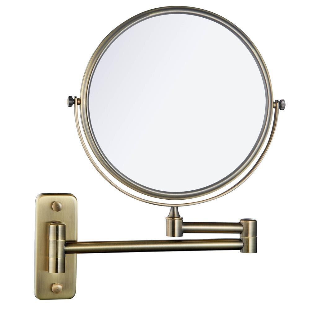 ELLEN 8" Makeup Mirror Bath Mirror Antique Bronze Wall Mounted Magnifier Bathroom Mirrors Bathroom Hardware-80292: Gold Brushed