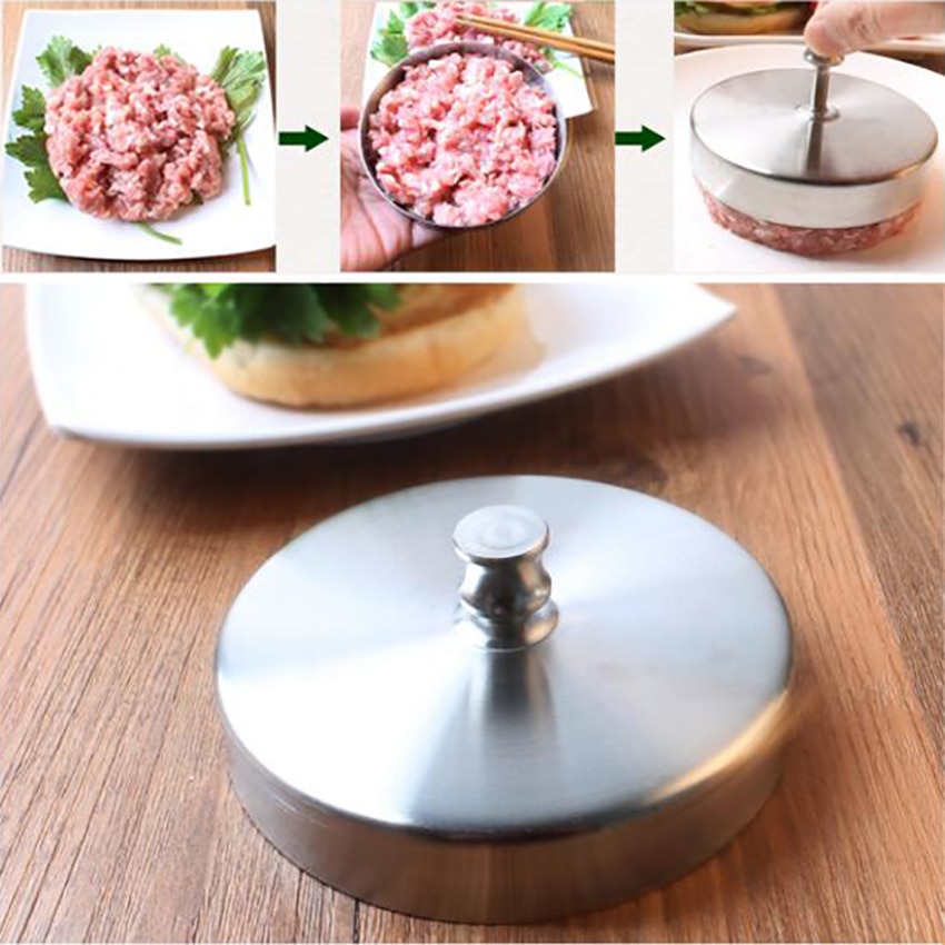 Edelstahl Hamburger Patties Form Maker Hand Betrieben Burger Presse Küche Zubehör Kochen Werkzeuge Patty Burger Fleisch Form