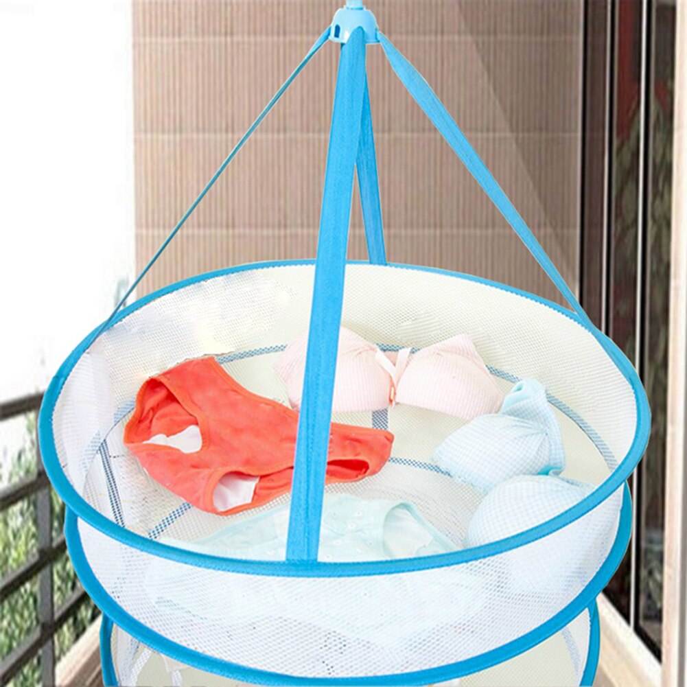 Single/Double Layer Drying Clothes Basket Socks Folding Hanging Mesh Rack Hanger