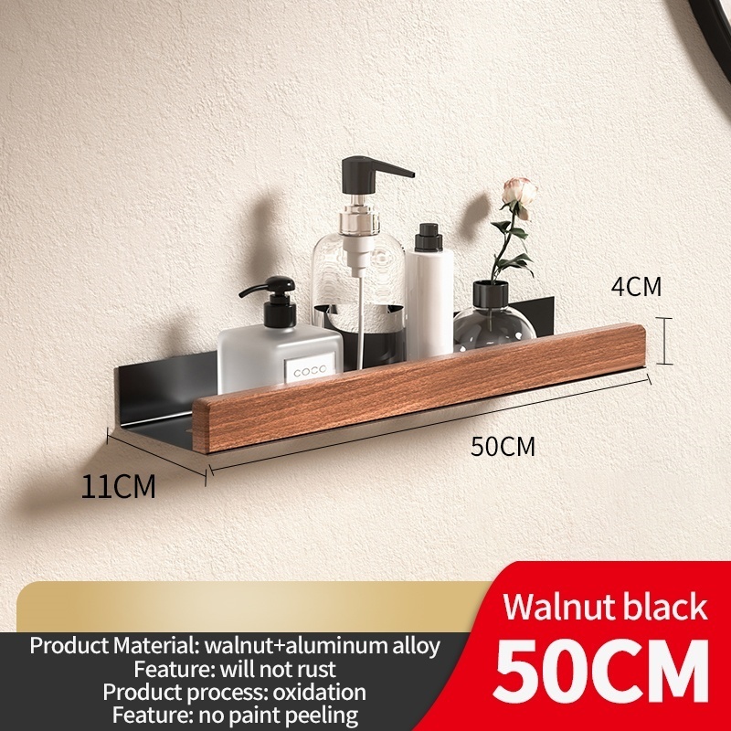 Estante esquinero de material de aluminio y madera, estante de almacenamiento para champú, estante de pared para ducha, organizador de baño, accesorios de baño