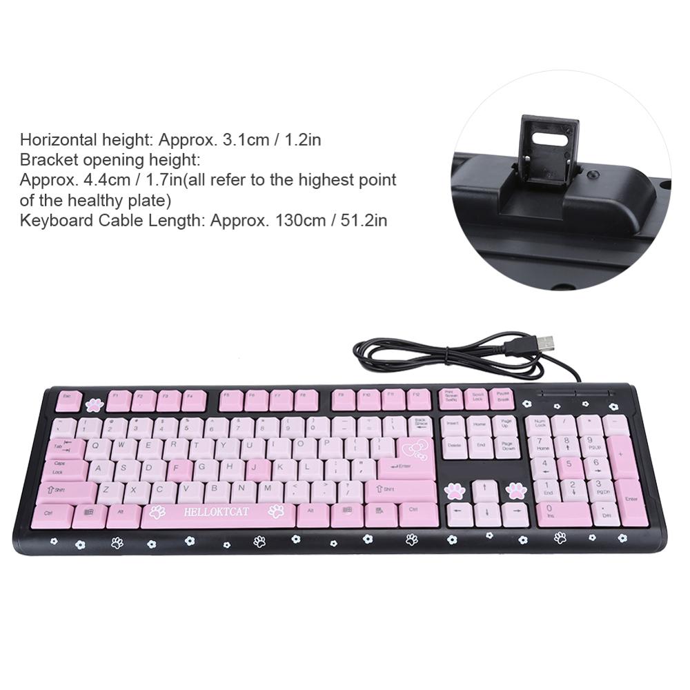 Teclado USB con cable ultrafino de dibujos animados para el hogar, oficina, ordenador portátil, Universal