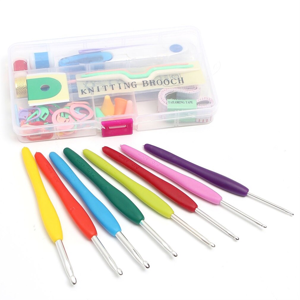 16 Sizes Crochet Hook Knitting Needles Handle Knit Set Weave Sweater knitting tools Craft Yarn Stitch Loom Kit with Box