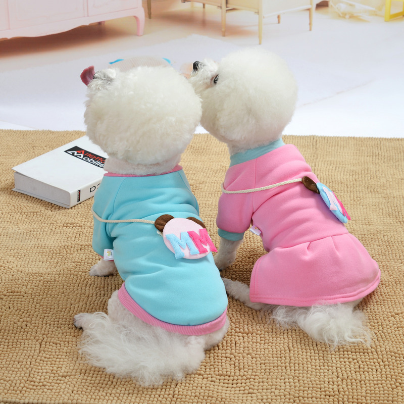 Manteau pour chien à motif de dessin animé, veste pour bouledogue français, jupe pour amoureux mignons, robe pour chiot et chat, gilet en coton, vêtements d'automne et d'hiver pour animaux de compagnie