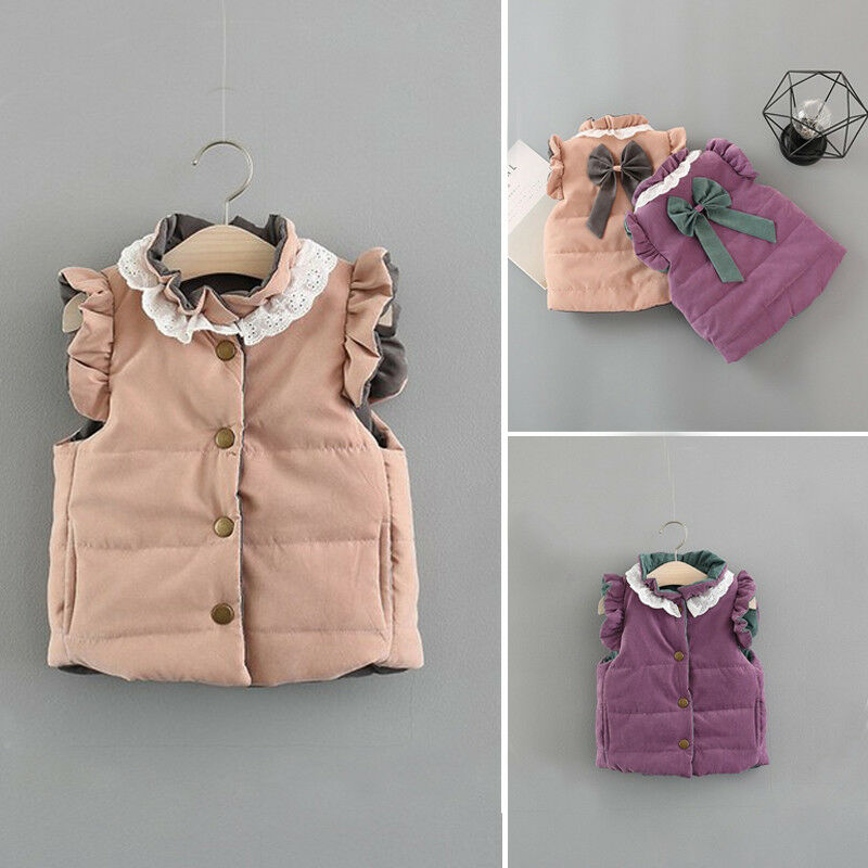 Herbst Winter Süße Baby Mäntel Mädchen Kleinkind Mantel Neugeborenen Jacke Rüschen Ärmelloses Verdicken Weste Oberbekleidung Weste 0-4T