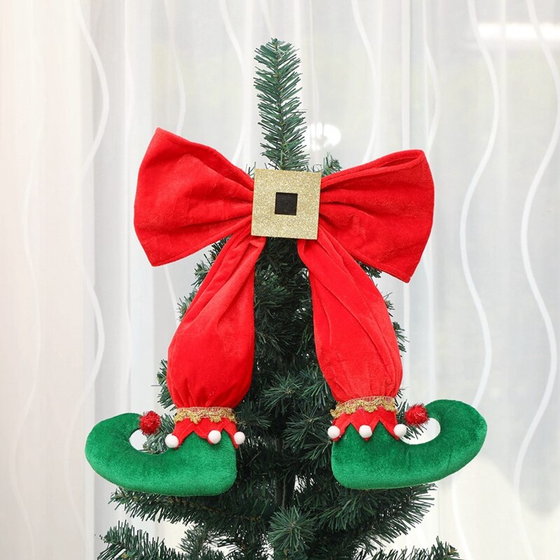 Elf Foot Hanging Christmas Tree Bow Elf Boots Pendant Hotel Atmosphere Layout for Year Party Scenes Arrangement