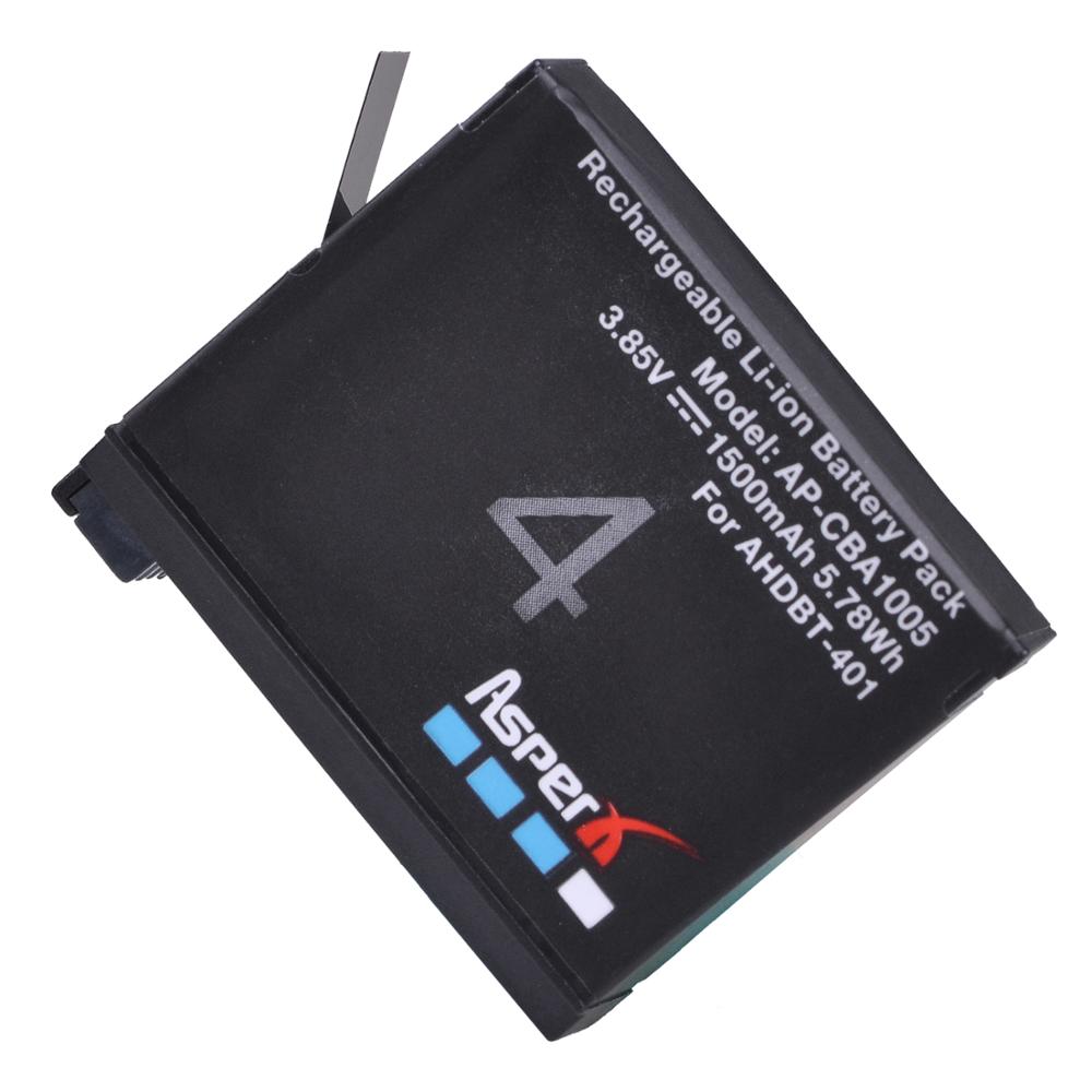 Batería de AHDBT-401 de 1500mAh para Gopro Hero 4, batería AHDBT401 AHDBT 401 + LED de 3 puertos, Cargador USB para cámara GoPro Hero4 HERO4, 4 Uds.
