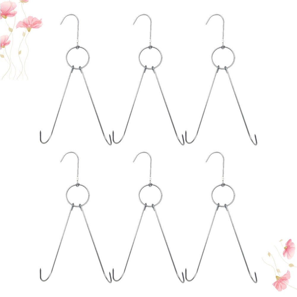 6Pcs Praktische Drogen Vlees Haken Rvs S Vormige Haken Hanger Met Dubbele Haken Bbq Grill Opknoping Rack Voor bacon Hammen M