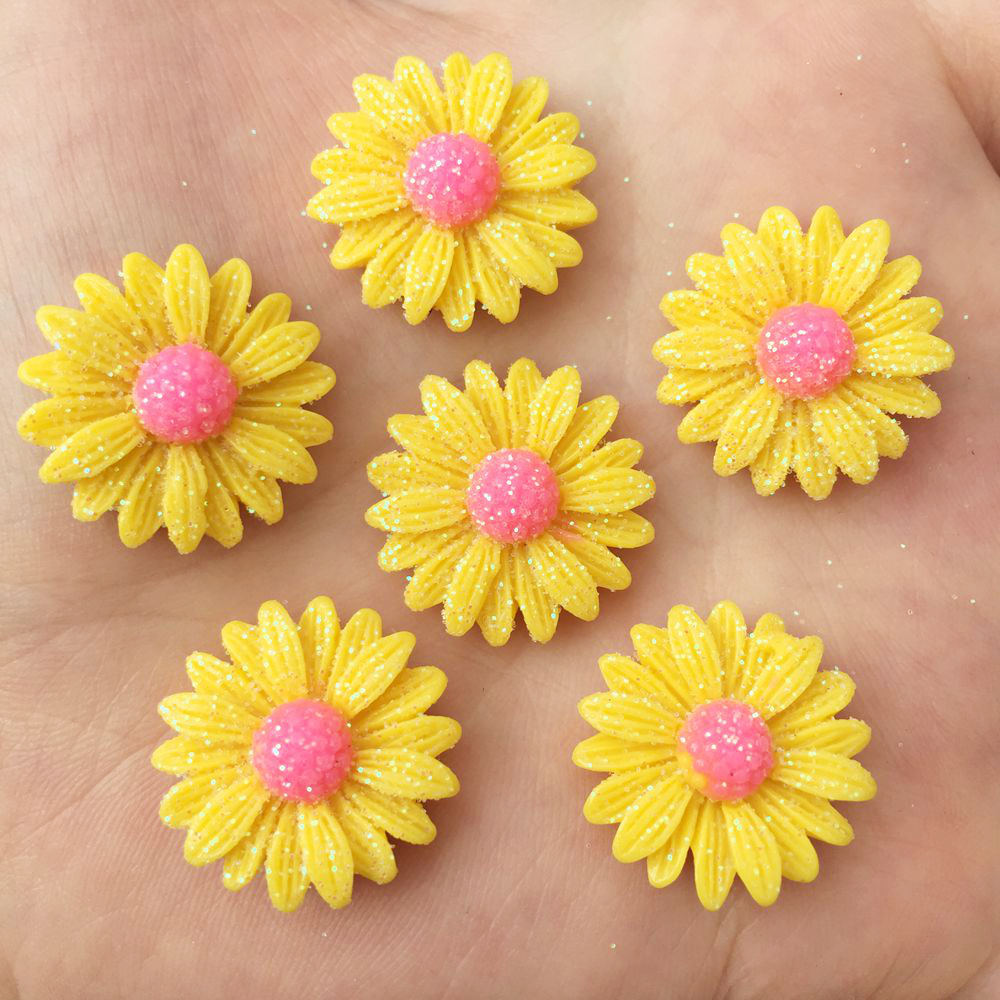 10pz resina 20mm luccichio Bepowder margherita Flatback bottoni in pietra album di ritagli abbellimenti di nozze per la decorazione di abbigliamento fai da te: 3