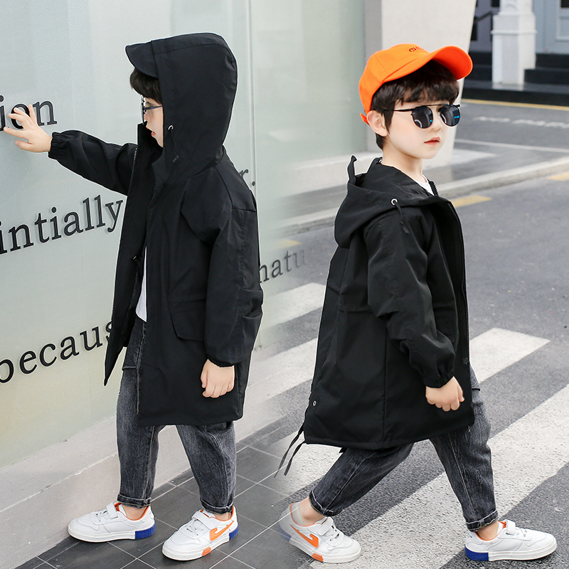 Drenge pels baby børn 3-15 år gammel kid outwear koreansk børns trenchcoat afslappet forår efterår ensfarvet hætte