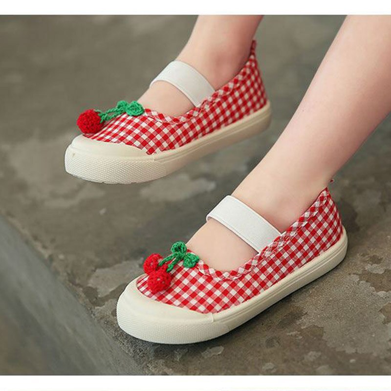 Kid Canvas Schoenen Cherry Meisjes Sneakers Baby Ademende Kinderen Katoen Casual Schoenen Pinguïn Cartoon Elastische Band Doek Schoenen