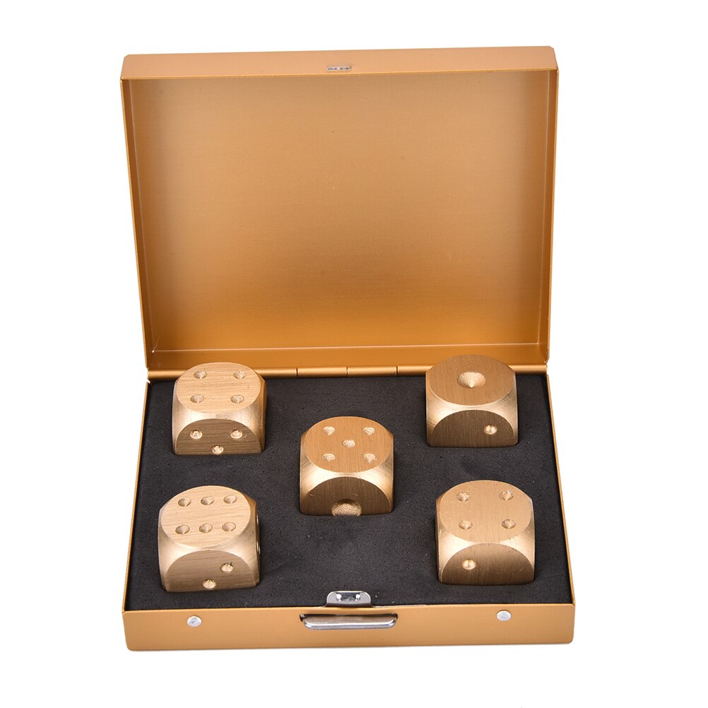 Gmarty 5 in 1 precisie aluminiumlegering massief metalen dobbelsteen poker party spel speelgoed draagbare dobbelsteen man vriendje met aluminium doos