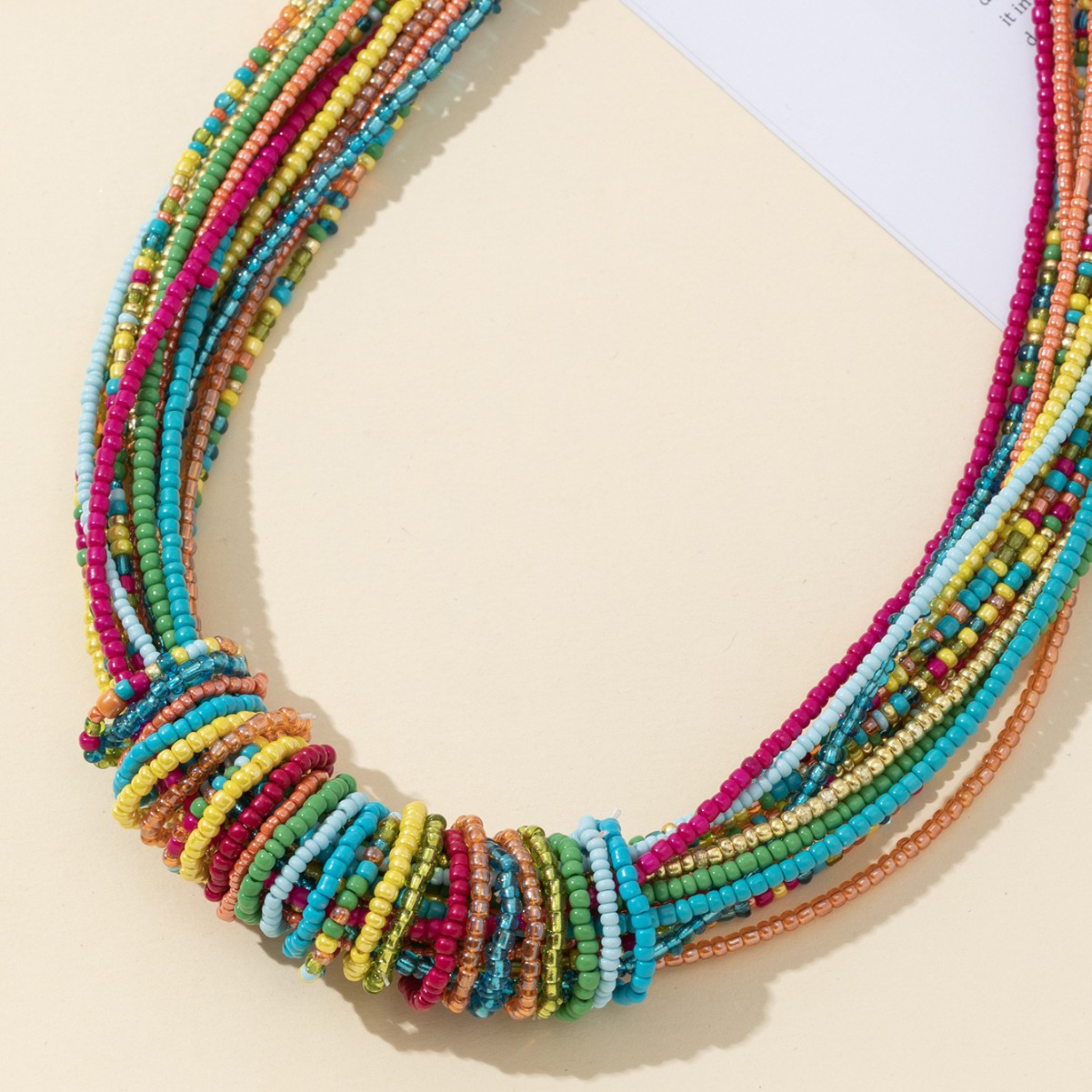 Collar bohemio de cuentas de arroz multicapa colorido para mujer, Color caramelo Vintage, vacaciones de verano, abalorio de playa, de joyería