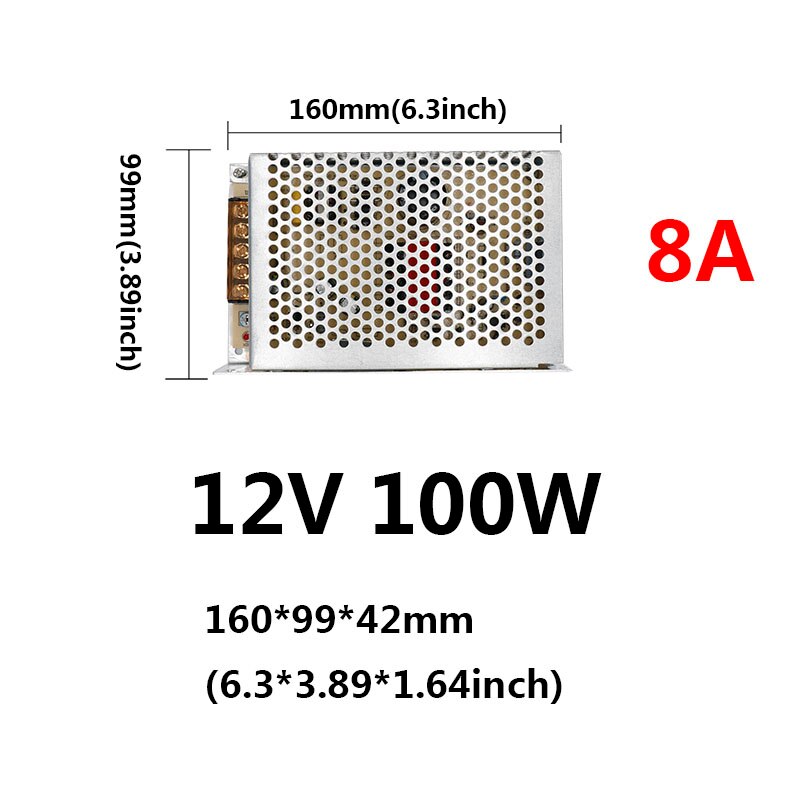 Led driver 220v to 12v 12w/15w/24w/25w/36w/60w/80w/100w/120w til led strømforsyning spænding kontrol lys transformere: 8a 100w 12v