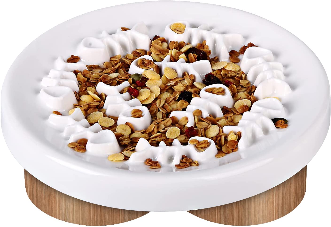 Comedero lento para gatos, tazón de alimentación lenta, rompecabezas de cerámica para gatos, diversión interactiva, Bloat para dejar de comer, cuencos para perros y Mascotas: Negro