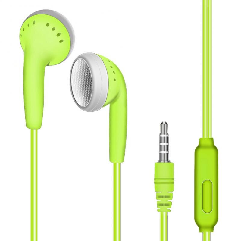 In Ear Earphones Flat Earbuds 3.5mm Wired Sport Headset Stereo Bass Earphone For iPhone 5S 6S Samsung Smartphone With Microphone: Green