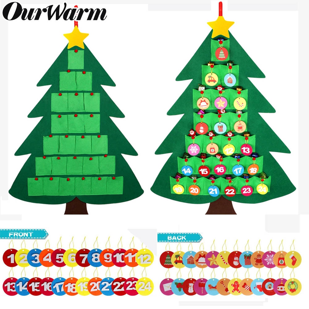 Christmas Advent Calendar Pouch DIY Countdown Calendar Flip Pattern and Numbers Wall Hanging Ornament Year Home Decoration
