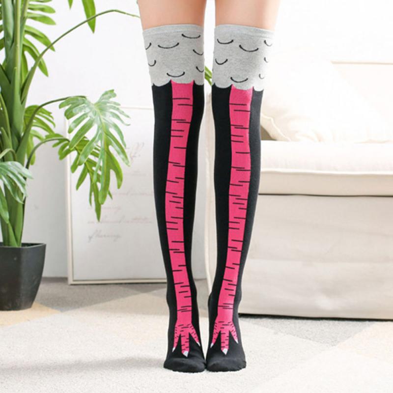 nette Karikatur Huhn Füße aufbringen Socken mit Huhn Druck kappe Frauen Mädchen Karikatur Strumpfhosen Strümpfe Weihnachten: 06