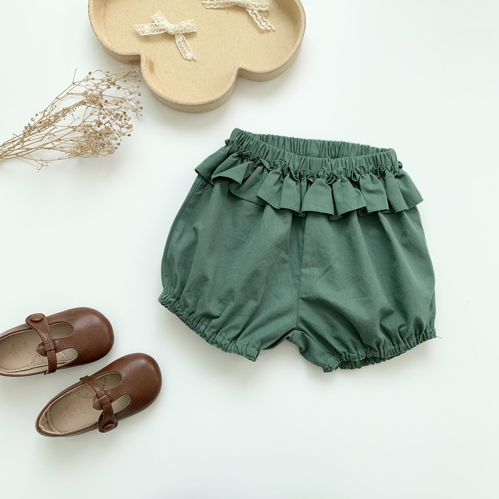 Estate nuove ragazze pantaloncini neonata cotone carino foglia di loto lanterna pantaloncini moda bambini bambini increspature pane pantaloni corti Bloomers