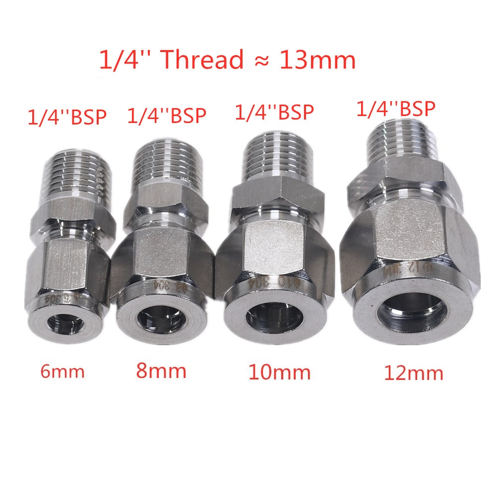 Steel Straight Conversion Adapter Fittins 304 SS Pipe Fitting Tube DSJ-M,YDF-LOK,LOK, Ferrule Connector 1/8’’ 1/4&#39;&#39; 3/8&#39;&#39; 1/2&#39;&#39;