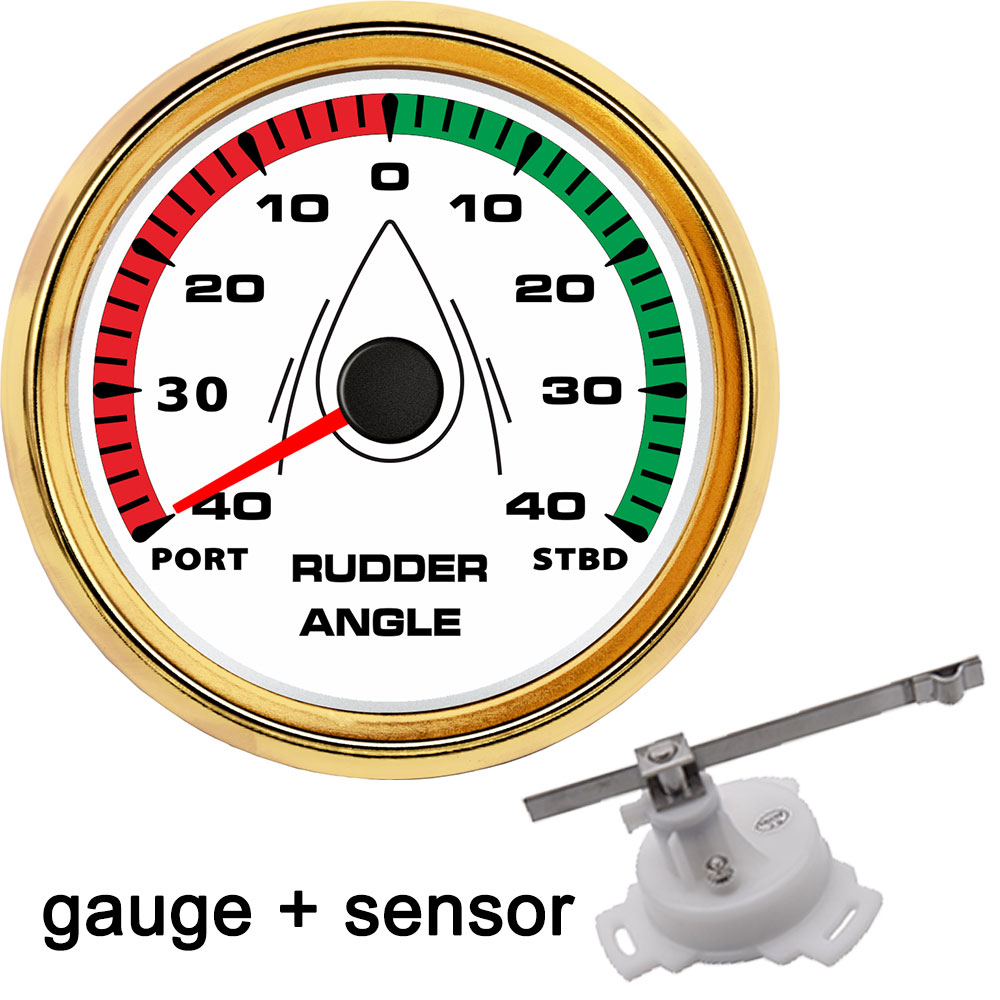 85mm Stiefel rüder Winkel Messgerät + Sensor 12v 24v 0-190 Ohm Meter Marine Anzeige mit paarung Sensor 7 farben Edelstahl: Gold Weiß
