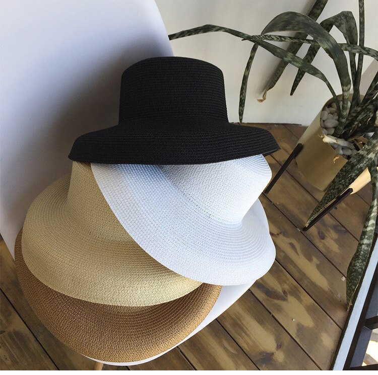 Audrey Hepburn Straw Hat Sunken Modelling Tool Bell-shaped Big Brim Hat Vintage High Pretend Bility Tourist Beach Atmosphere Hat