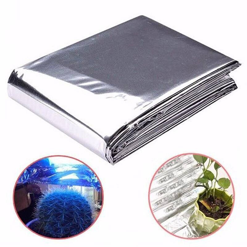 Película reflectante plateada para plantas, cubierta para invernadero de jardín, hojas de aluminio, accesorios de luz para cultivo de plantas de jardín
