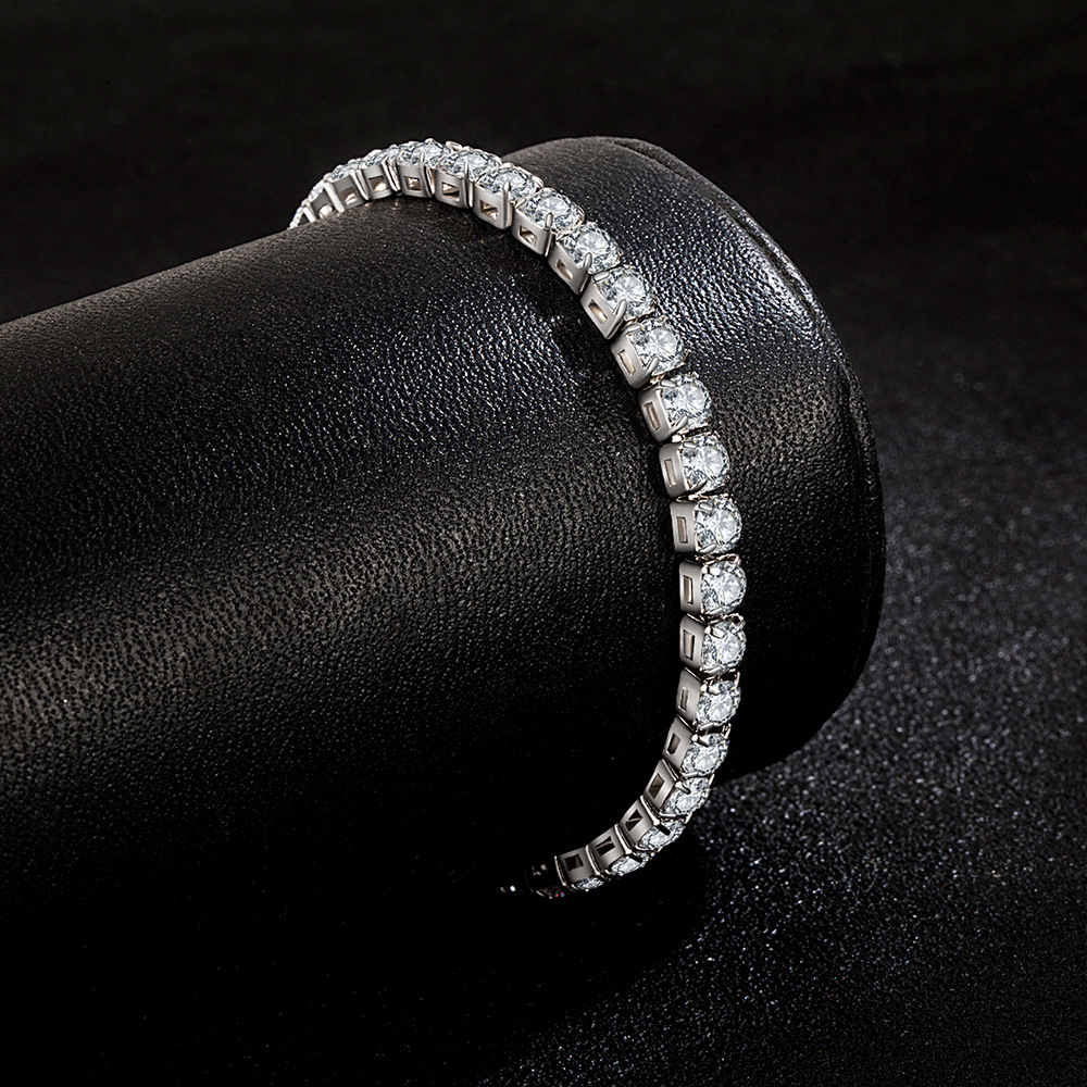 Vehong-Bracelet en argent regardé S925 avec balle de tennis pour femme, bijoux de fiançailles simples, breloque de mariage, contre-indiqué, , 4mm, 16-20cm