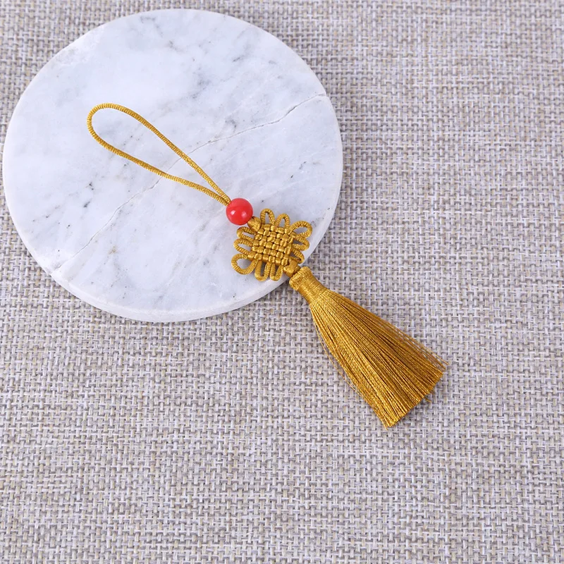 2/5 st 5cm festliga tofsar hänge kinesisk knut sidentofsar sömnad gardinberlocker tofs gör-det-själv-pyssel smyckestillverkning dekor: M / Elfenben