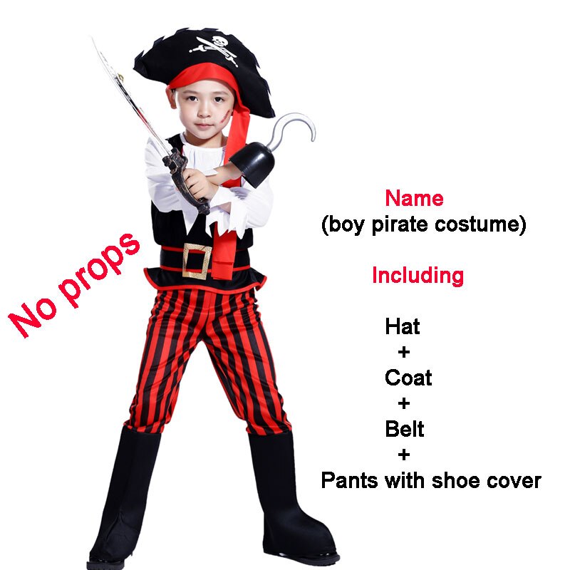 de Piratas del Caribe de Halloween para niños pirata cosplay de capitán dominante chico traje de pirata: 90453 / XL