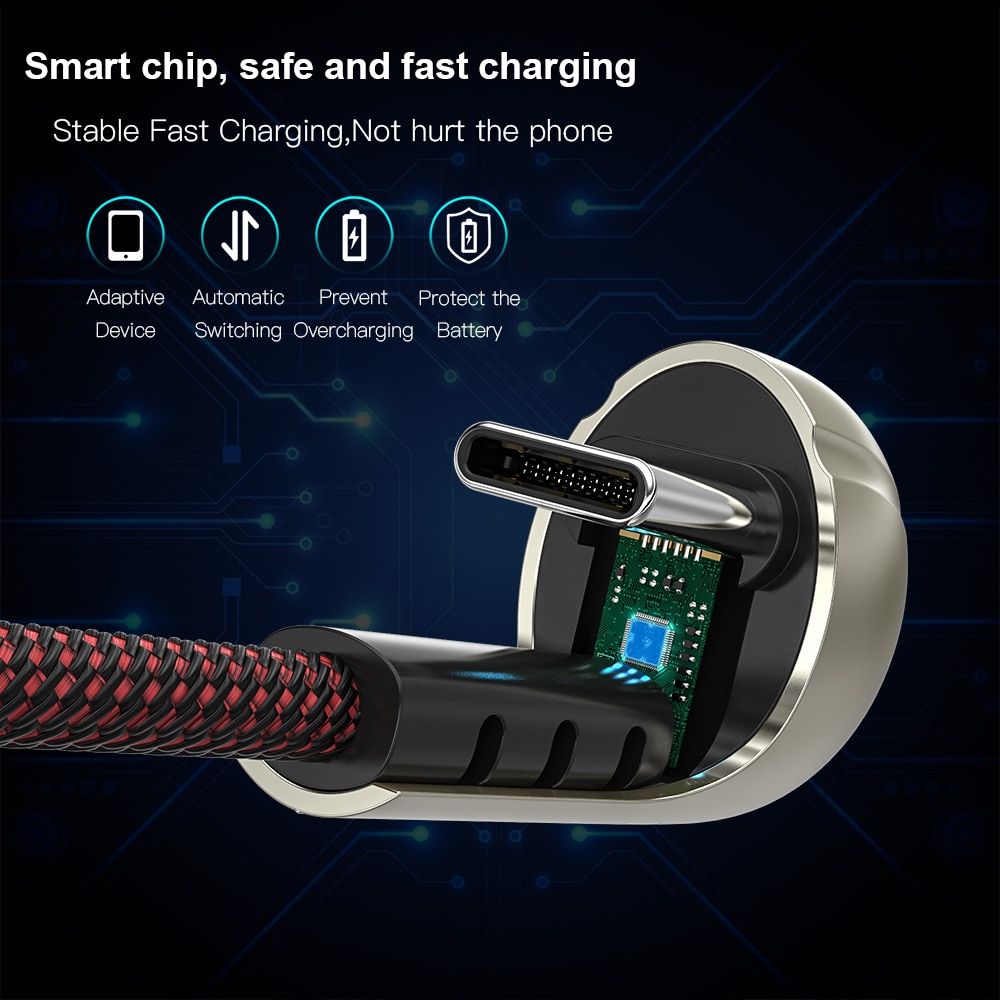 KEYSION 3A Schnelle Ladung Typ C USB Kabel 90 Grad USB C Biege Spiel Ladekabel Android Telefon Ladegerät 90 winkel Typ-C Daten Kabel