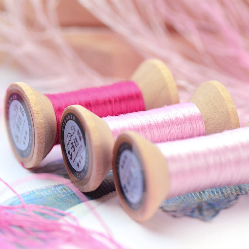 20 meters each spool Silk thread spool embroidery DIY handmade embroidery thread charming pink