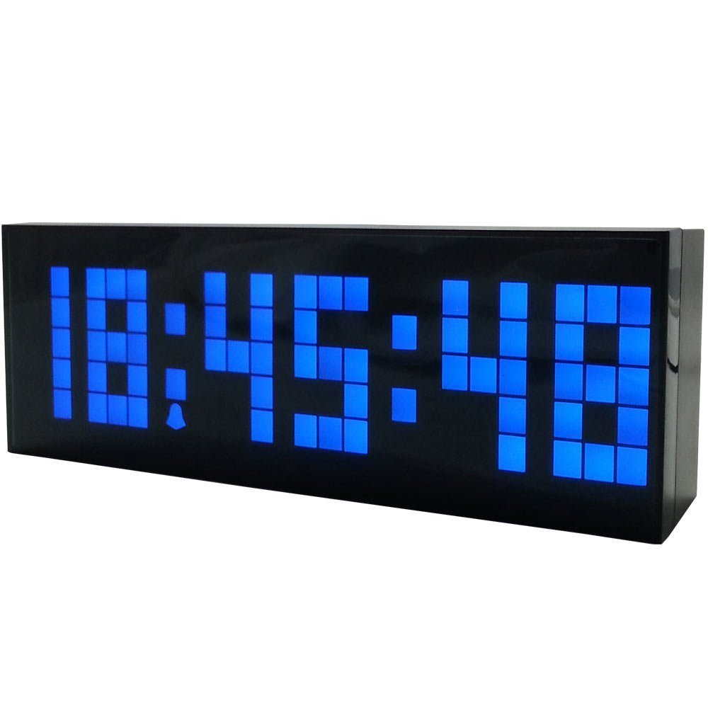 Stor jumbo digital led walll ur stort display vægdekoration ur, multifunktionsbord kalender despertador: Blå