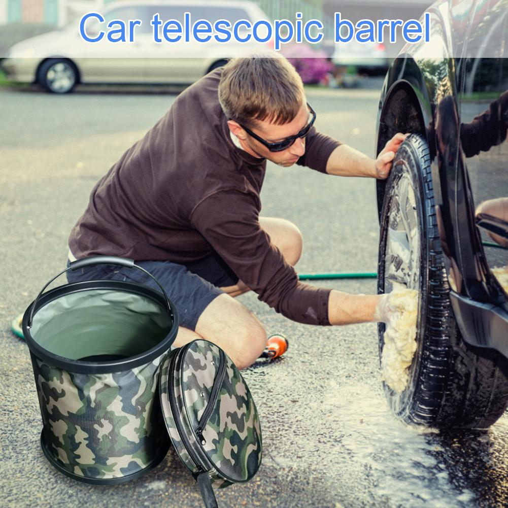 Thickened Car Wash Bucket Cleaning Tool Portable Camouflage Folding Telescopic Car Fishing Bucket Not Deformed Bucket