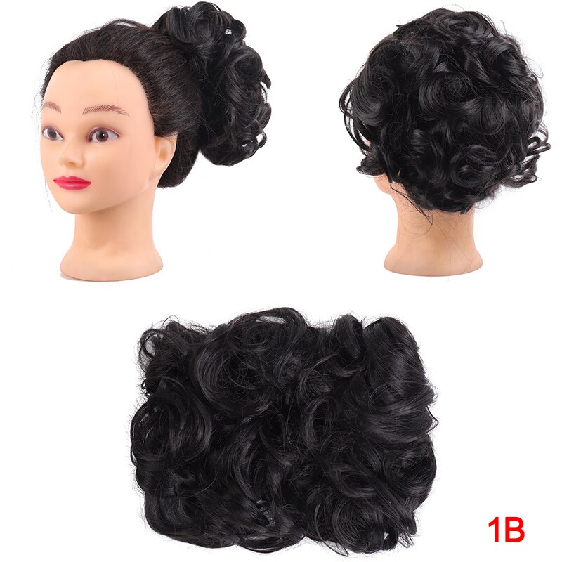 DIANQI synthetische haar elastische gummiband lockige chignon Netz mit zwei kunststoff kämme hochsteckfrisur abdeckung haar brötchen afro chignon für frauen: 1B