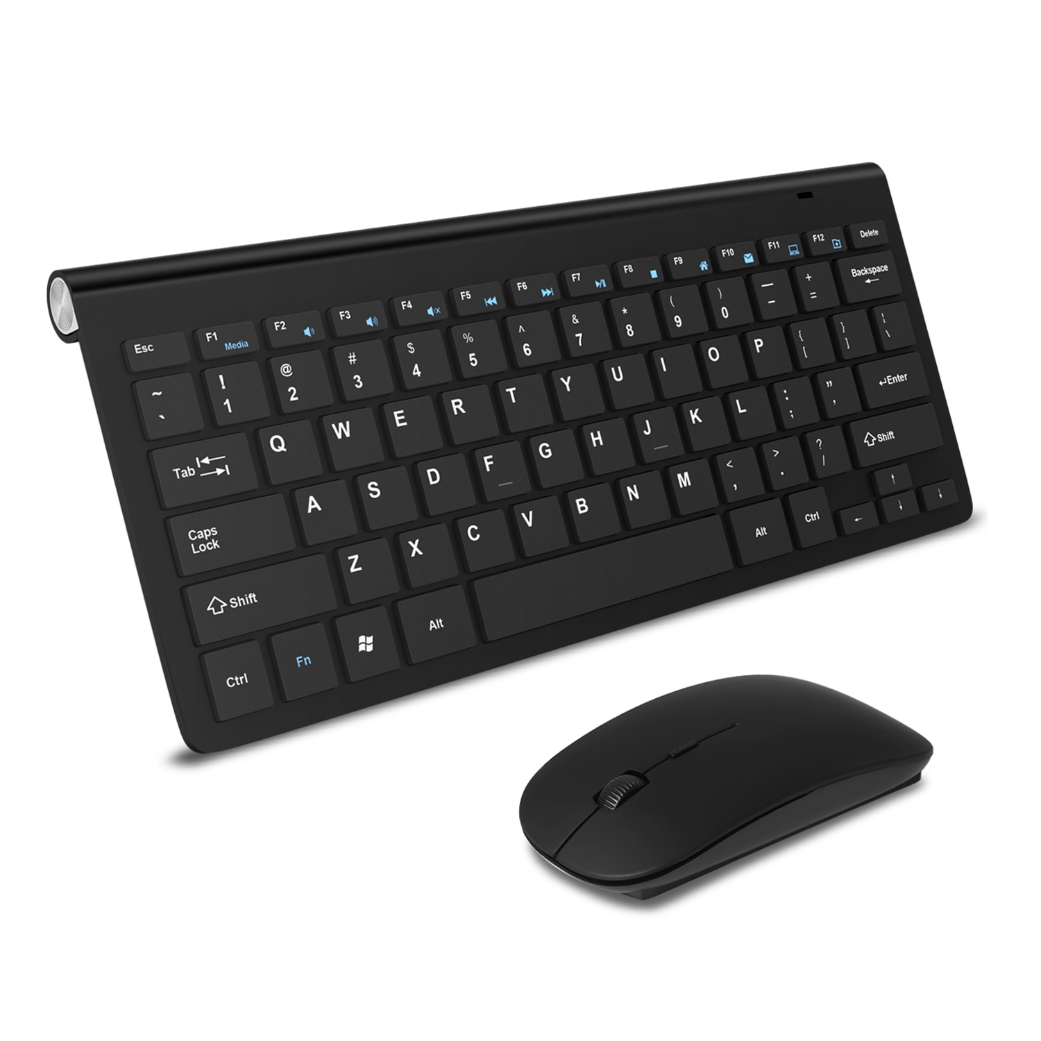 Wireless Keyboard Mini USB Keyboard With Mouse Combo For PC laptop TV Computer Rubber keycaps Ergonomic Noiseless keyboard: Black Keyboard Mouse