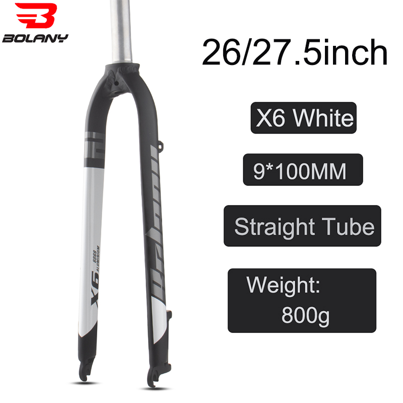 Bolany X6 Matte Rigid Fork FIt 26/27.5/29inch Aluminum Alloy Mountain Bike Fork Straight Tube 28.6mm A-pillar MTB Hard Fork: green