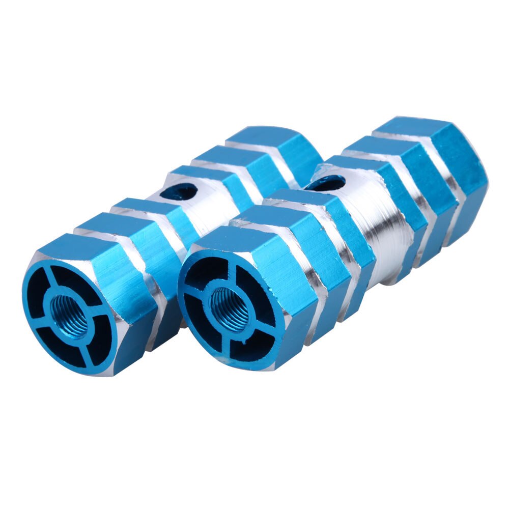 Fietsstok stunt voetsteunen pedaal voor bmx fiets 2 stuks assen aluminiumlegering antislip groef achterste voetpedaal: Blauw