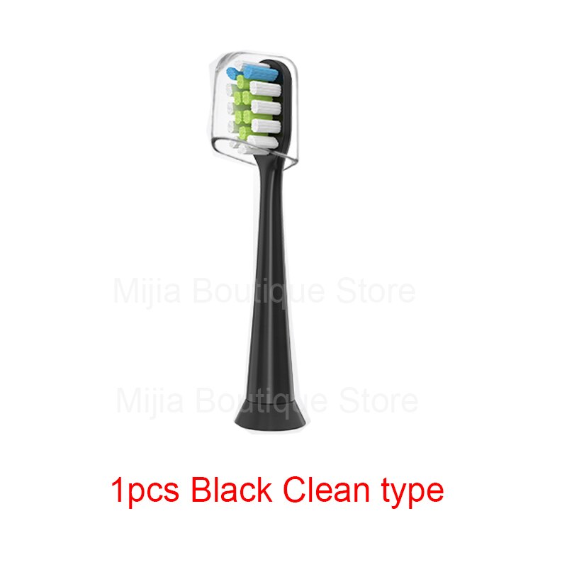 For Xiaomi Mijia T300 / 500 / SOOCAS Electric Toothbrush Head Universal 3D Whitening Replacement Tooth Brush Heads: 1pcs Black Clean typ