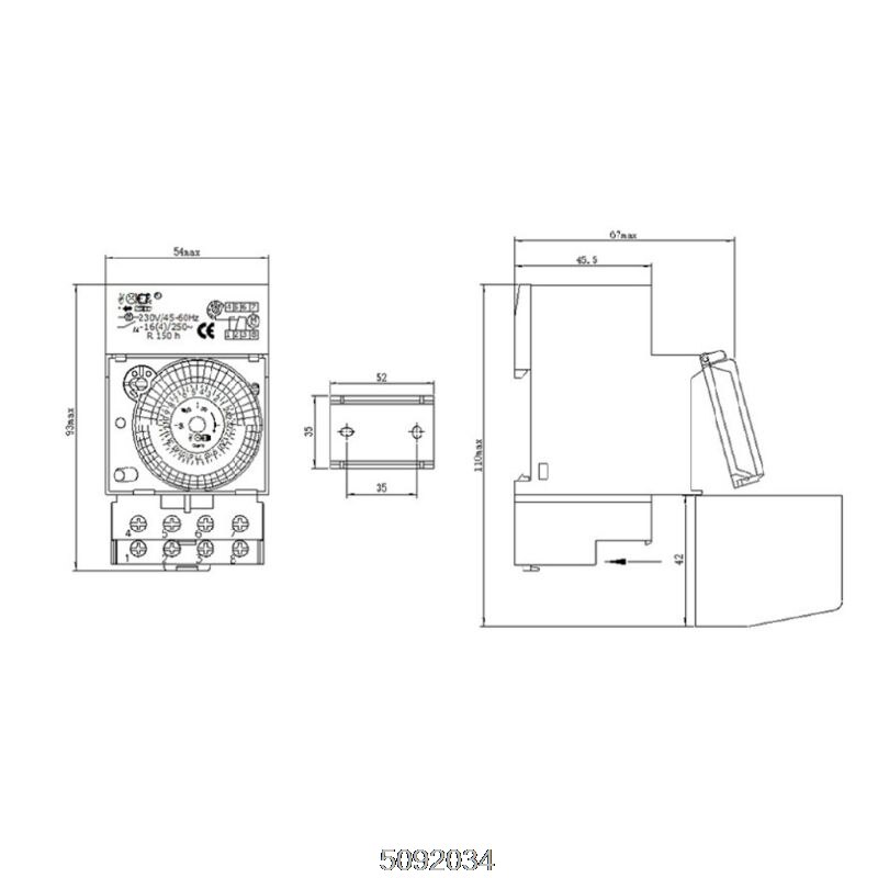 Sul 181h mekanisk timer switch 220v 16a 24h 8 inställningar manuell/autostyrning