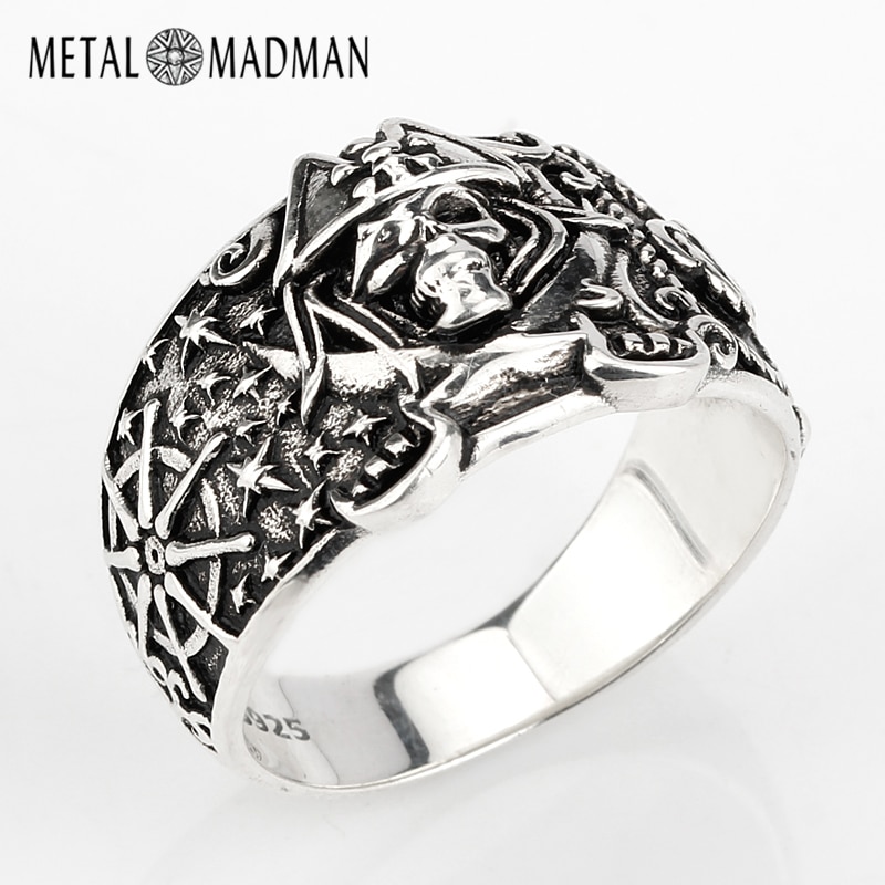 925 Skull Ring Voor Mannen Sterling Zilveren Skelet Schedel Ring Piraat Anker Biker Punk Gothic Stijl Voor Liefhebbers Partij Sieraden