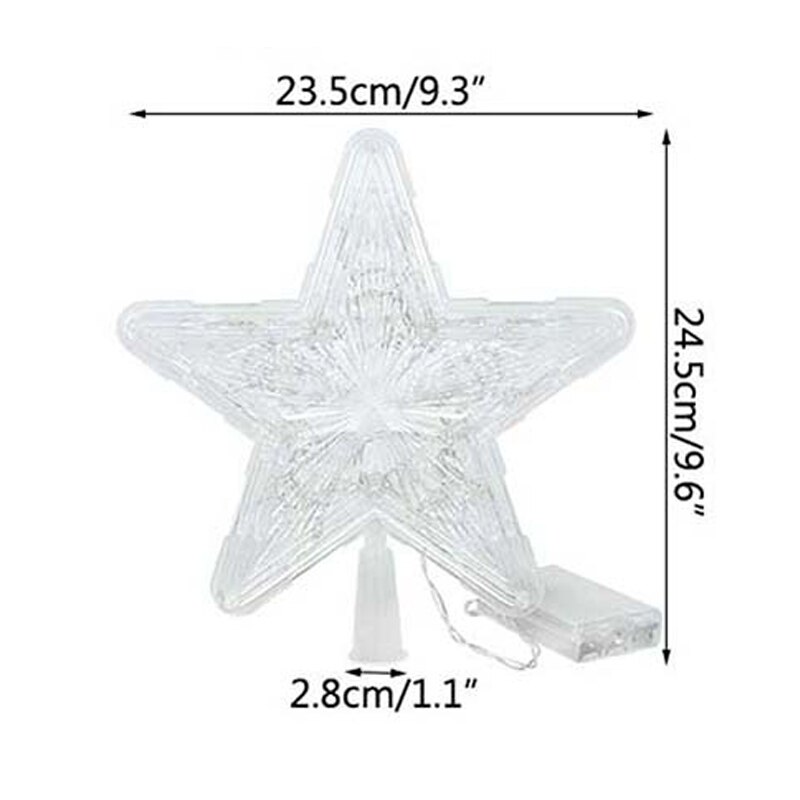 16/23Cm Kerstboom Sterren Licht Plastic Multicolor Led Xmas Bomen Top Decoraties Ster Lichten Unieke Ornament Home party: 23cm