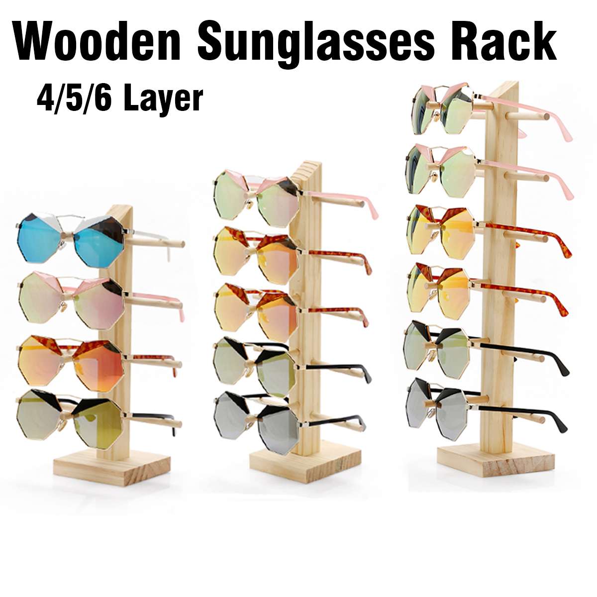 4/5/6 Layers Multi Layers Wood Sunglass Display Rack Shelf Eyeglasses Show Stand Jewelry Holder for Multi Pairs Glasses Showcase