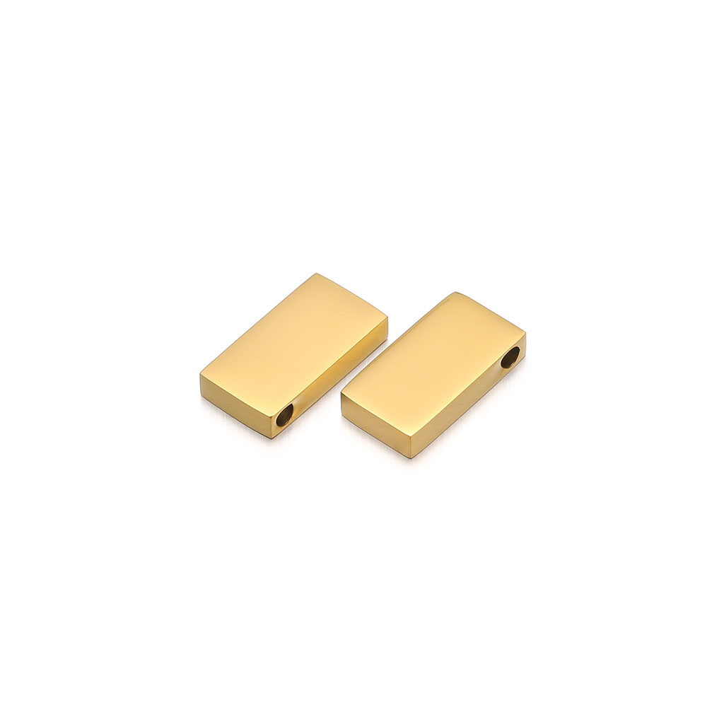 Abalorios geométricos rectangulares de acero inoxidable de 5 piezas, cuentas de agujero para fabricación de joyas DIY, collar, pulsera, accesorios: Marrón