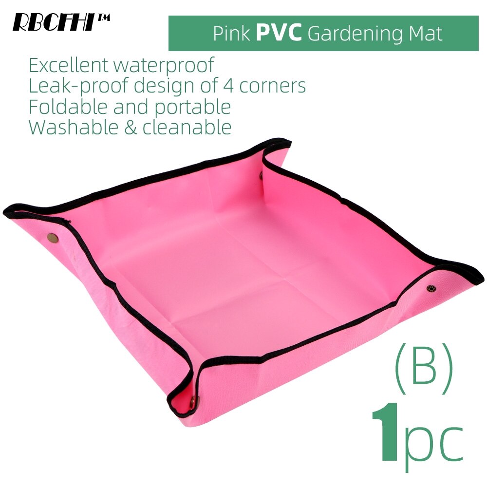Planten Mat Pvc Pe Tuinieren Verpotten Mat Vierkante Waterdichte Opvouwbare Transplanteren Tarp Bloem Oppotten Pad Indoor Verwijdering Bodem: Pink - PVC / 50x50cm