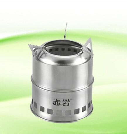Stainless Steel Wood Burning Camping Stove Solidified Alcohol Stove Outdoor Cooking Picnic BBQ Camping Compact Wood Burning