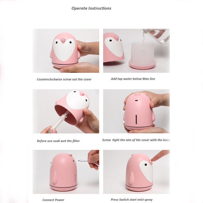 220ml Aroma Luftbefeuchter Nette Pinguin USB Luft Diffusor Für Heimat Sekretariat Auto Nebel Hersteller Ätherisches Öl Diffusor