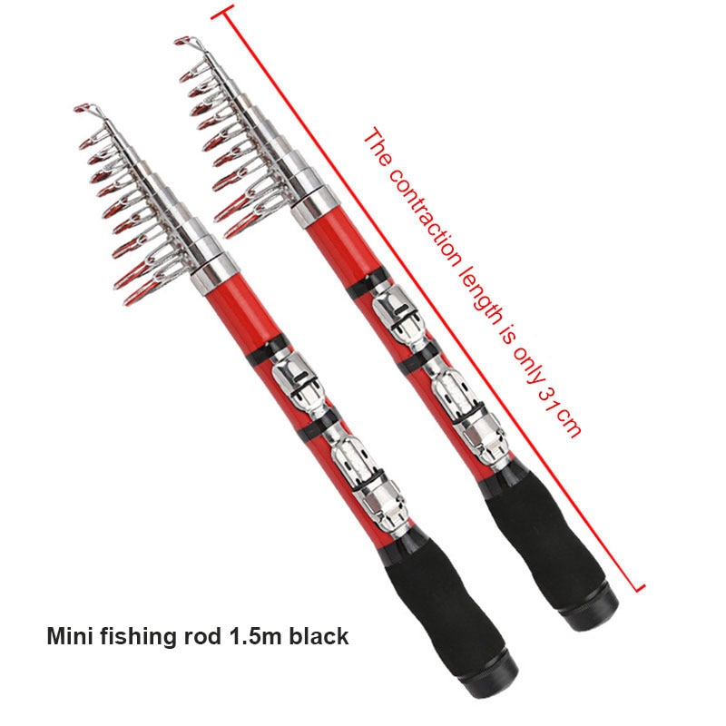 Telescopic Fishing Rod 1.5m-1.9m Super Short Pocket Portable Spinning Pole Telescopic Fishing Rod